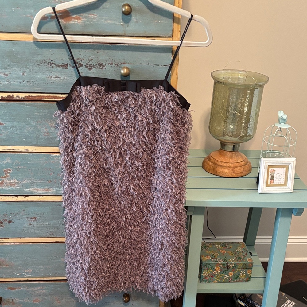 Zara funky mini Dress with brownish/greyish Fuzzy material. Sz XS